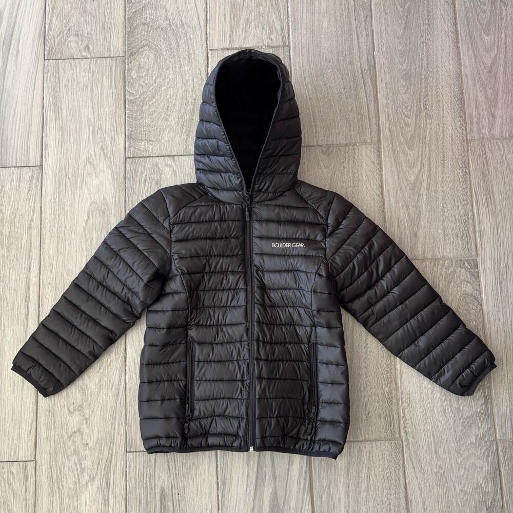 Boulder Gear Hooded Puffer Jacket Full Zip 8989R Black Youth Small